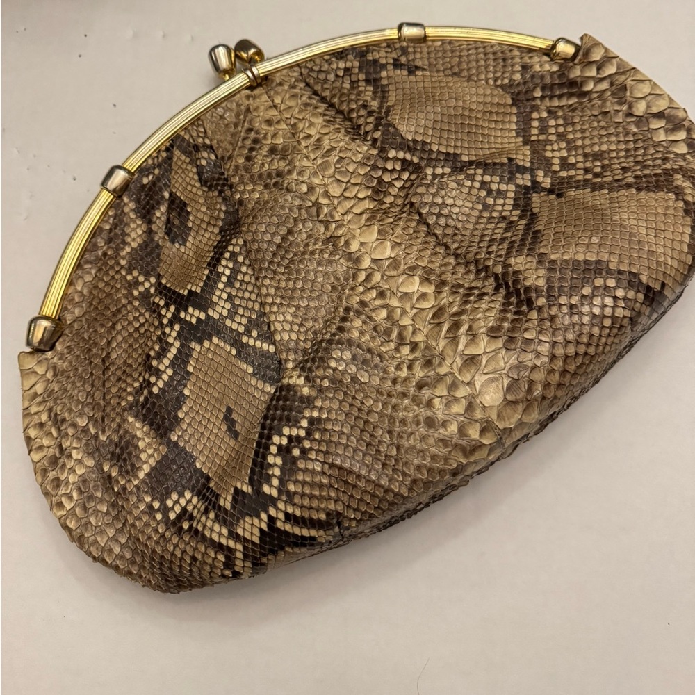 Elegant Brown Snakeskin Clutch